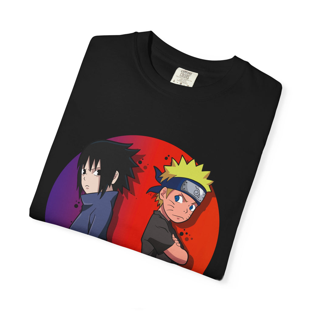Naruto & Sasuke Anime Tee — Retro Split Circle Graphic T-Shirt