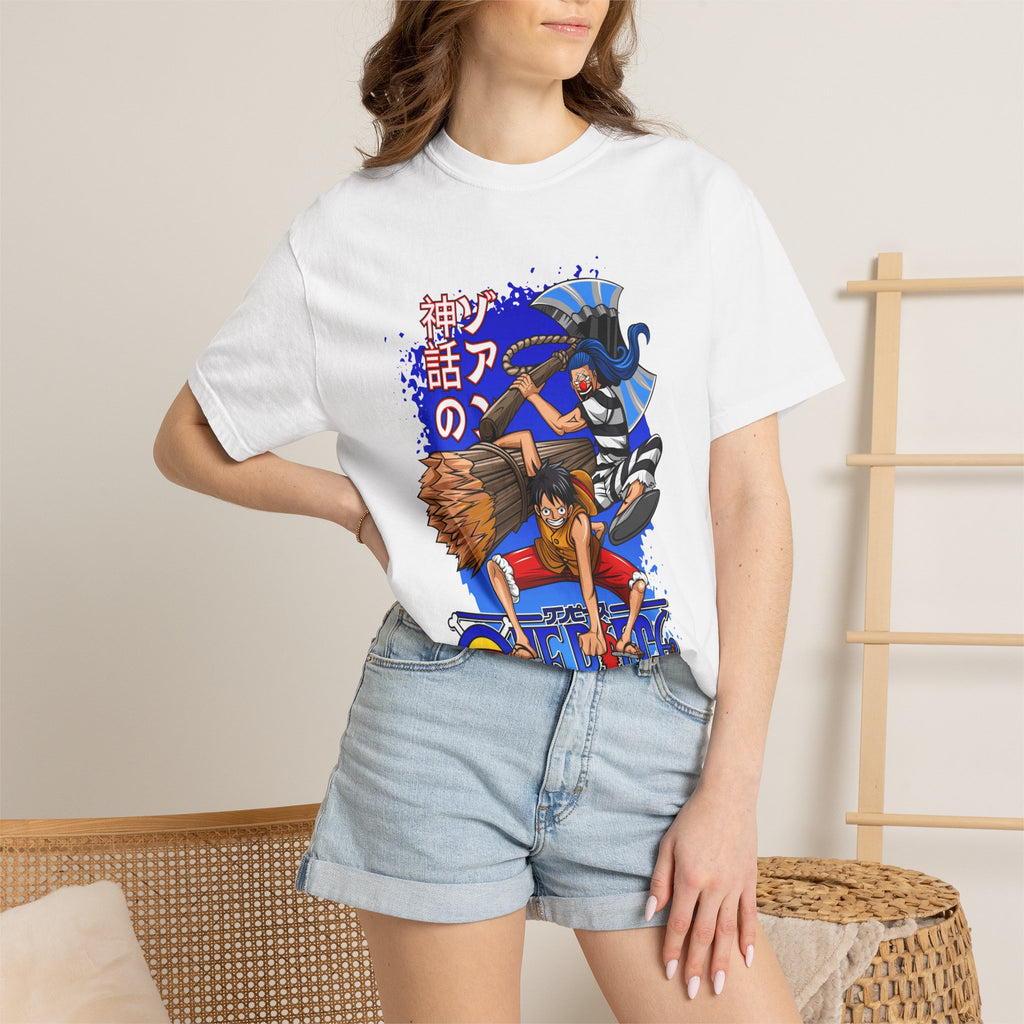 One Piece Anime Crew T-Shirt — Luffy & Friends Japanese Text Graphic Tee