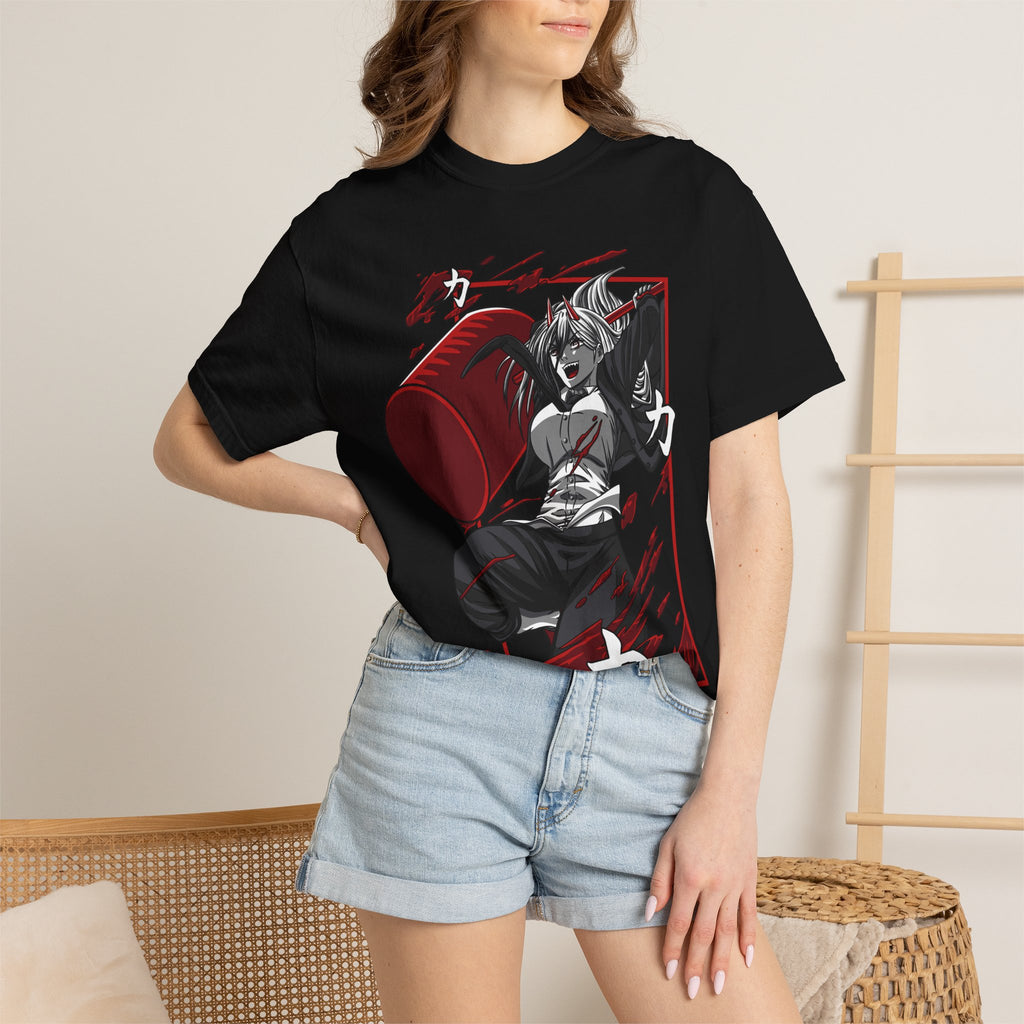 Anime Demon Girl T-Shirt — Red Hammer Action Graphic Tee
