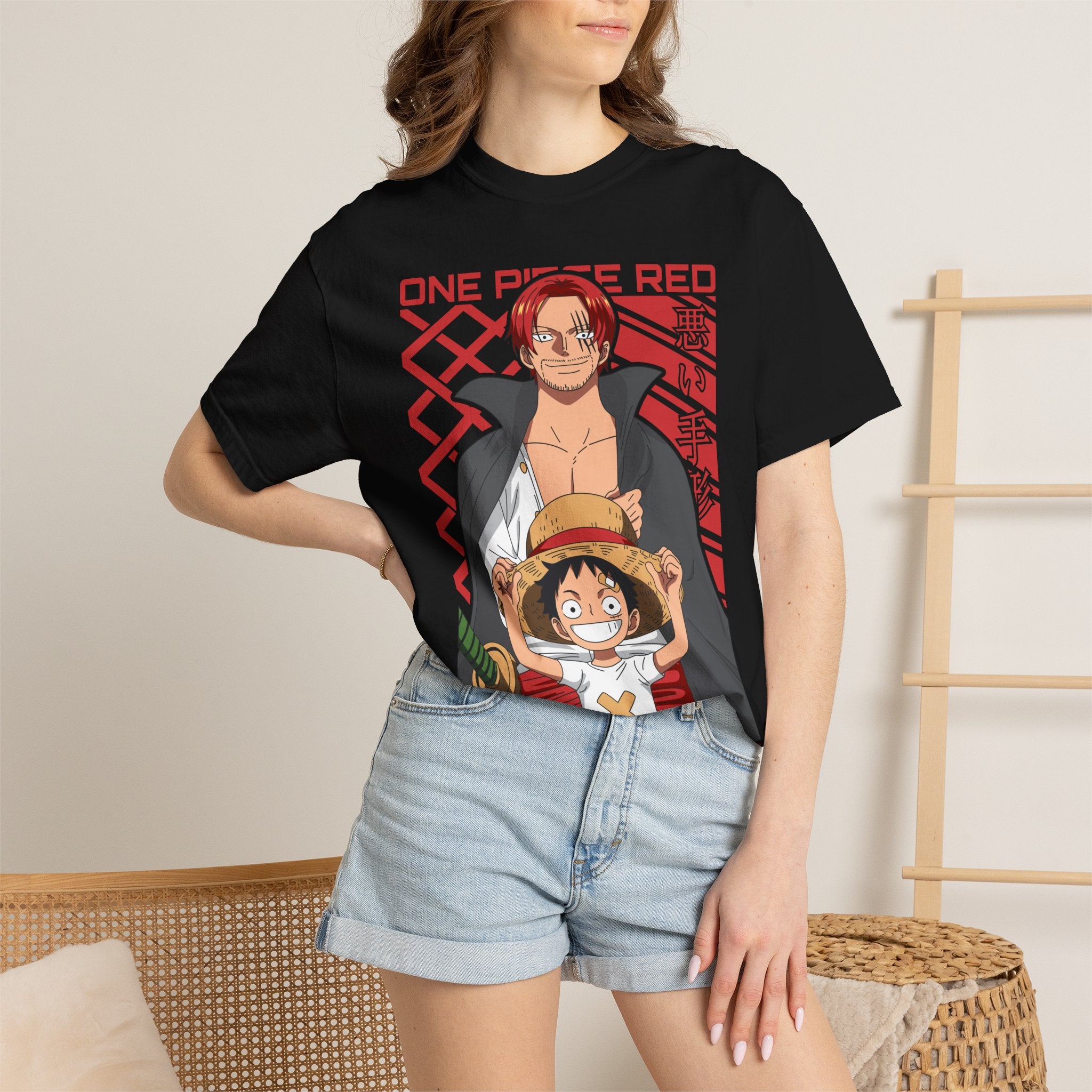 One Piece Red Poster T-Shirt — Monkey D. Luffy & Shanks Graphic Tee