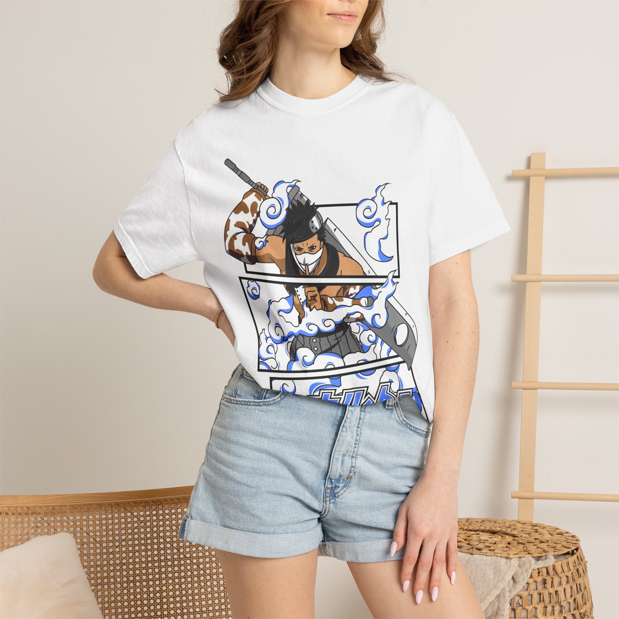 Anime Swordsman Graphic T-Shirt — Surf Wave Katana Design