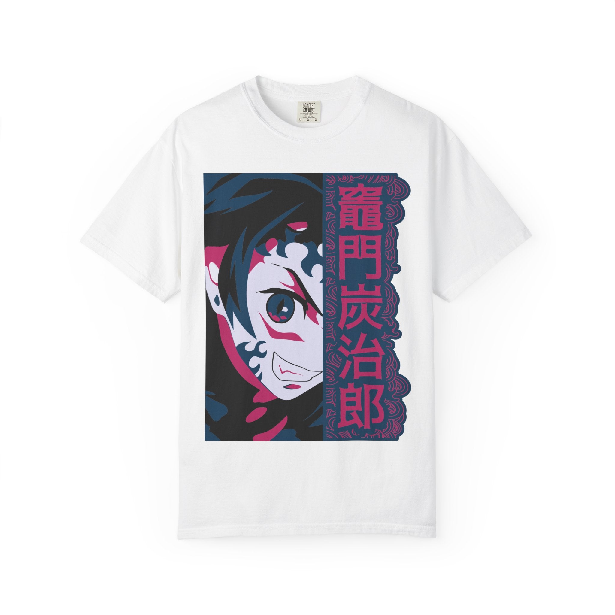 Anime-Inspired Graphic T-Shirt with Vertical Japanese Text