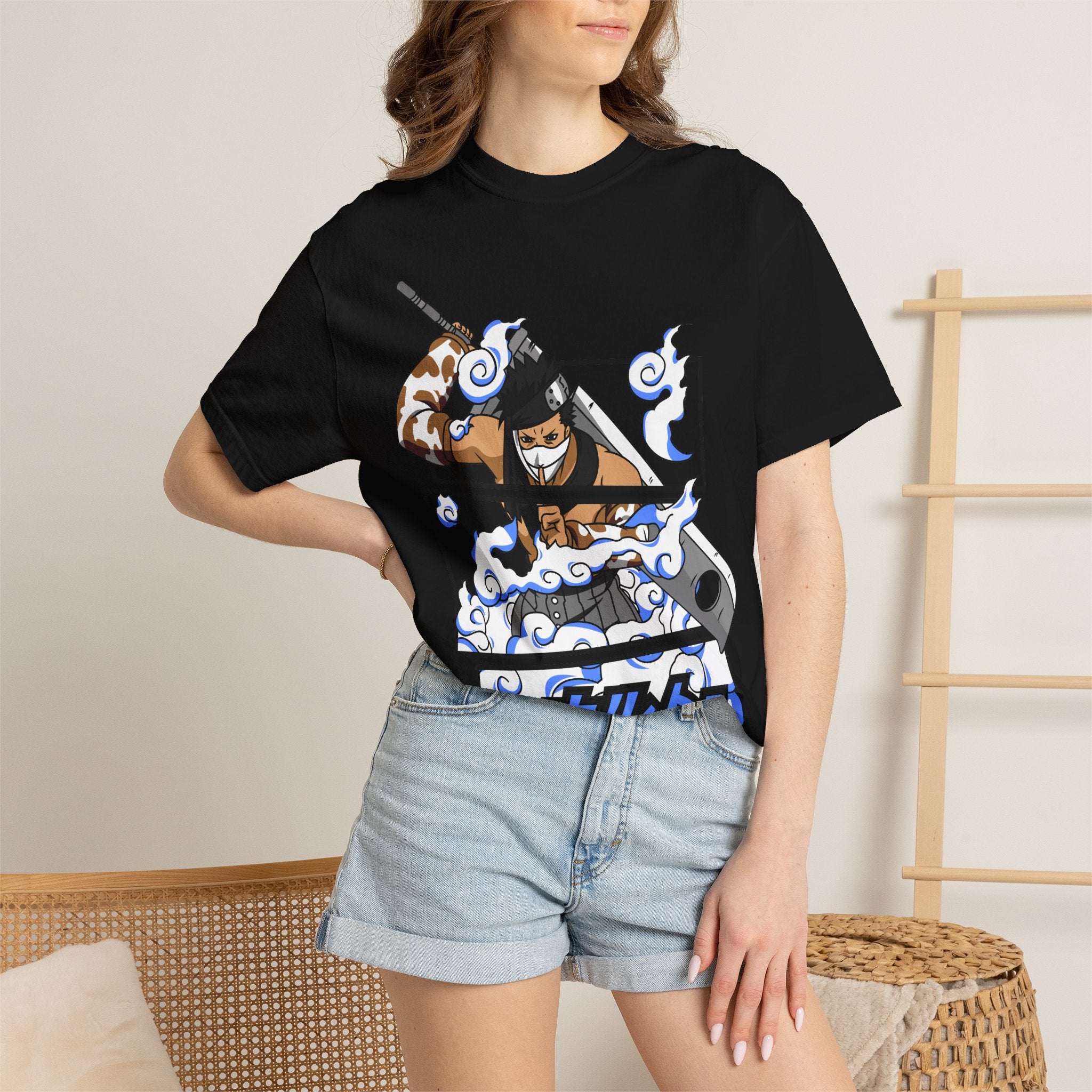 Anime Swordsman Graphic T-Shirt — Surf Wave Katana Design