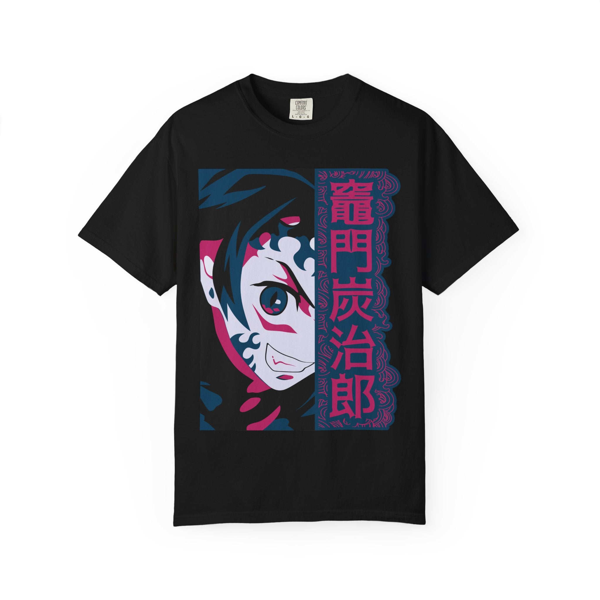 Anime-Inspired Graphic T-Shirt with Vertical Japanese Text