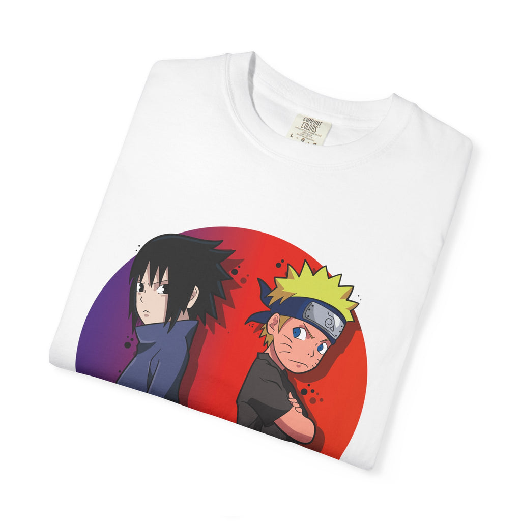 Naruto & Sasuke Anime Tee — Retro Split Circle Graphic T-Shirt