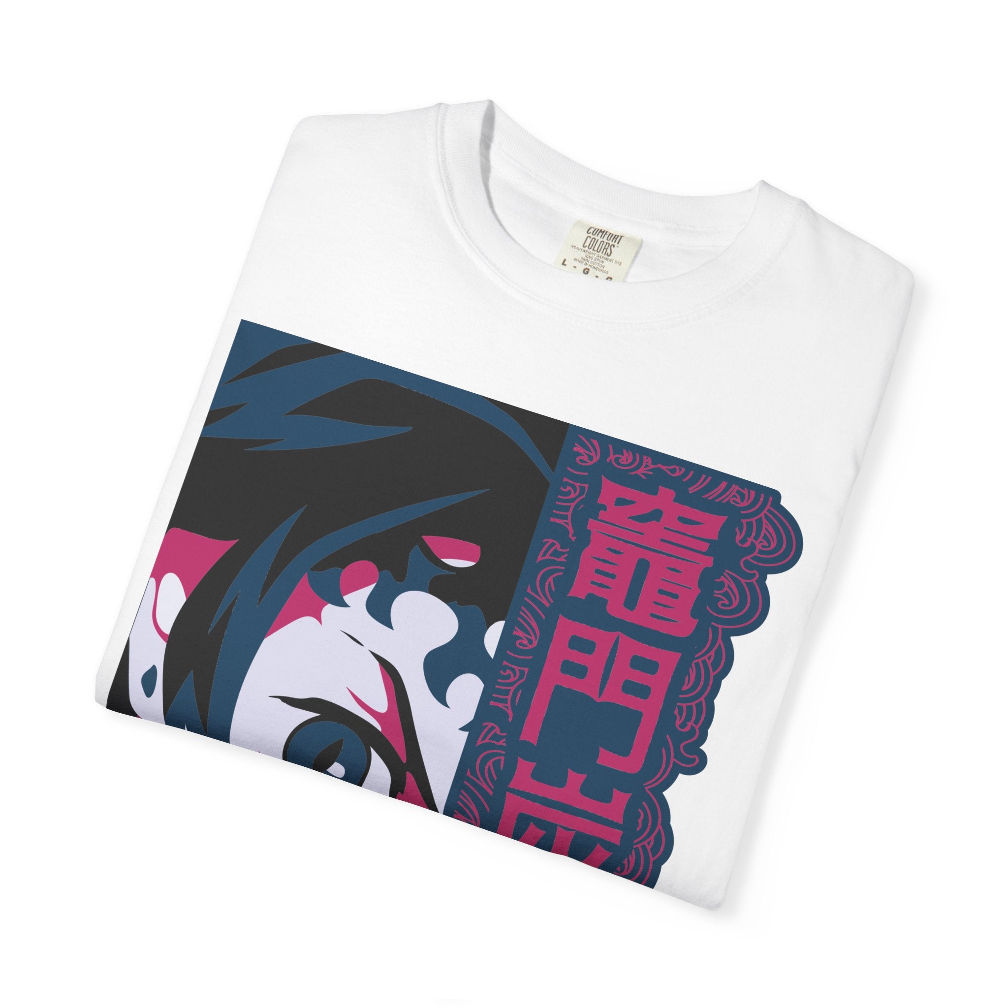 Anime-Inspired Graphic T-Shirt with Vertical Japanese Text