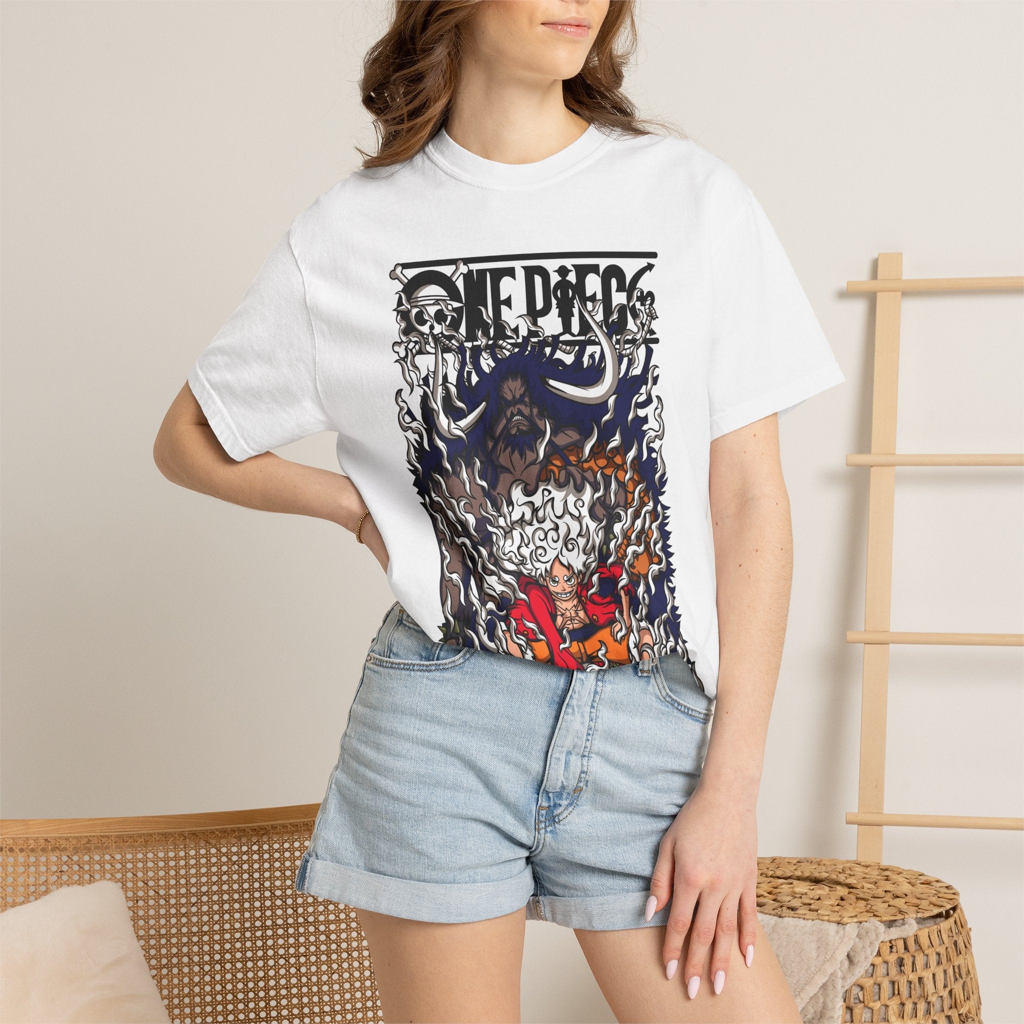 One Piece Anime Graphic T-Shirt — Luffy & Kaido Battle Illustration