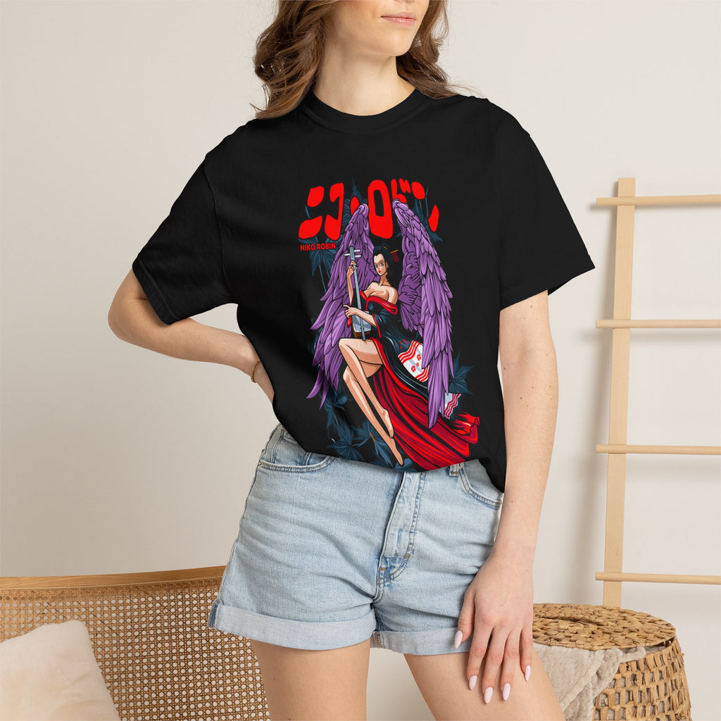 Angel Pinup Graphic T-Shirt — ‘LOVE’ Gothic Winged Woman Tee