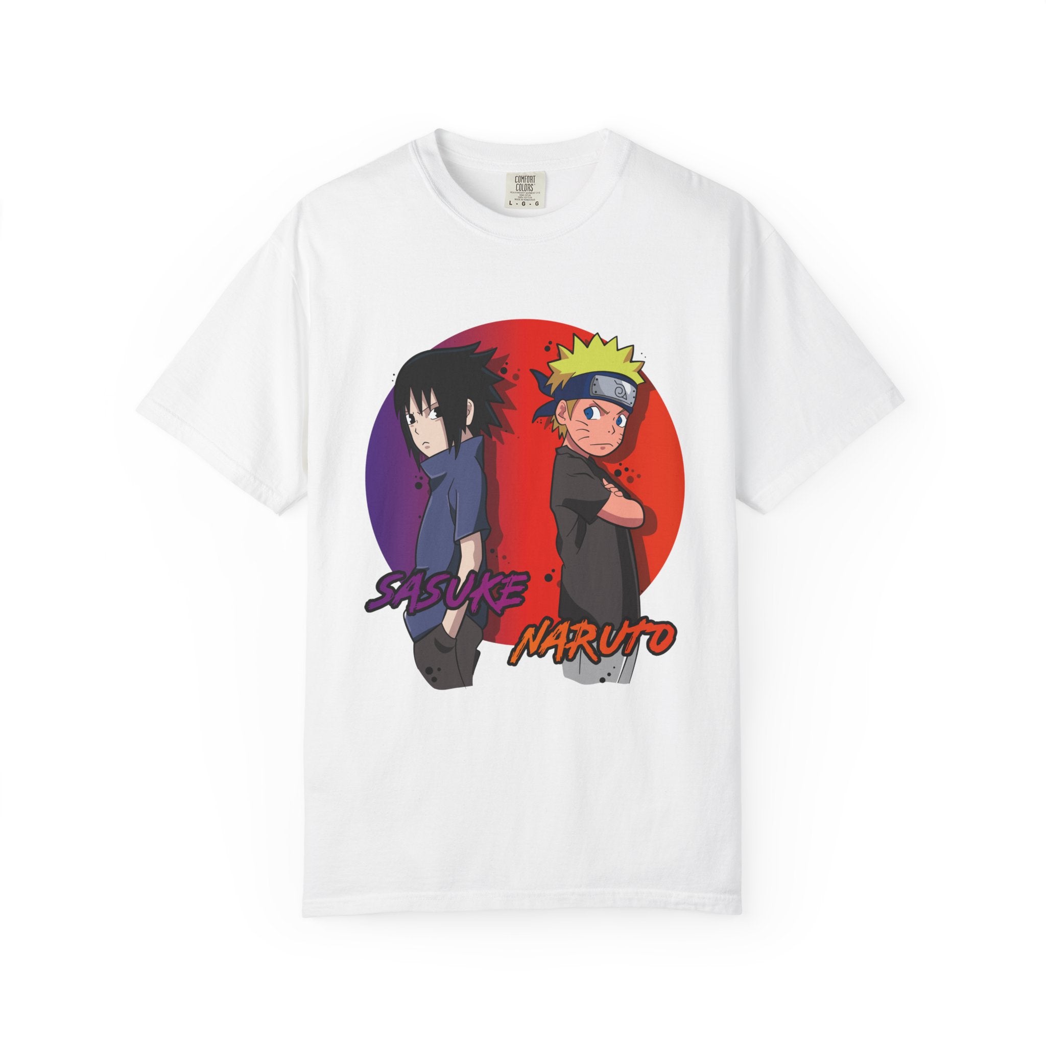 Naruto & Sasuke Anime Tee — Retro Split Circle Graphic T-Shirt