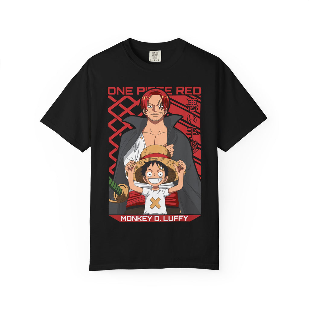 One Piece Red Poster T-Shirt — Monkey D. Luffy & Shanks Graphic Tee