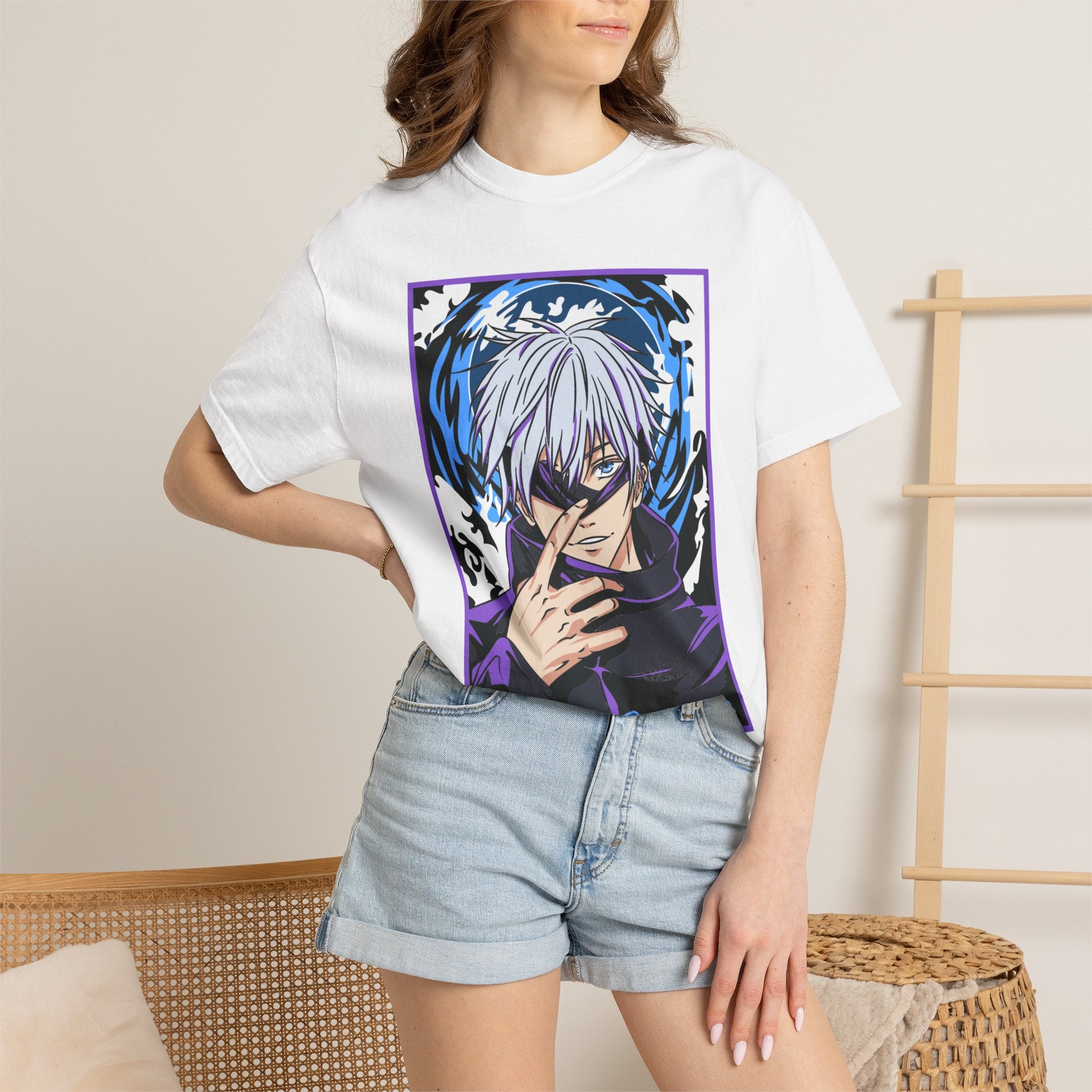 Anime Character Graphic T-Shirt — Jujutsu Kaisen Style Design with Japanese Text