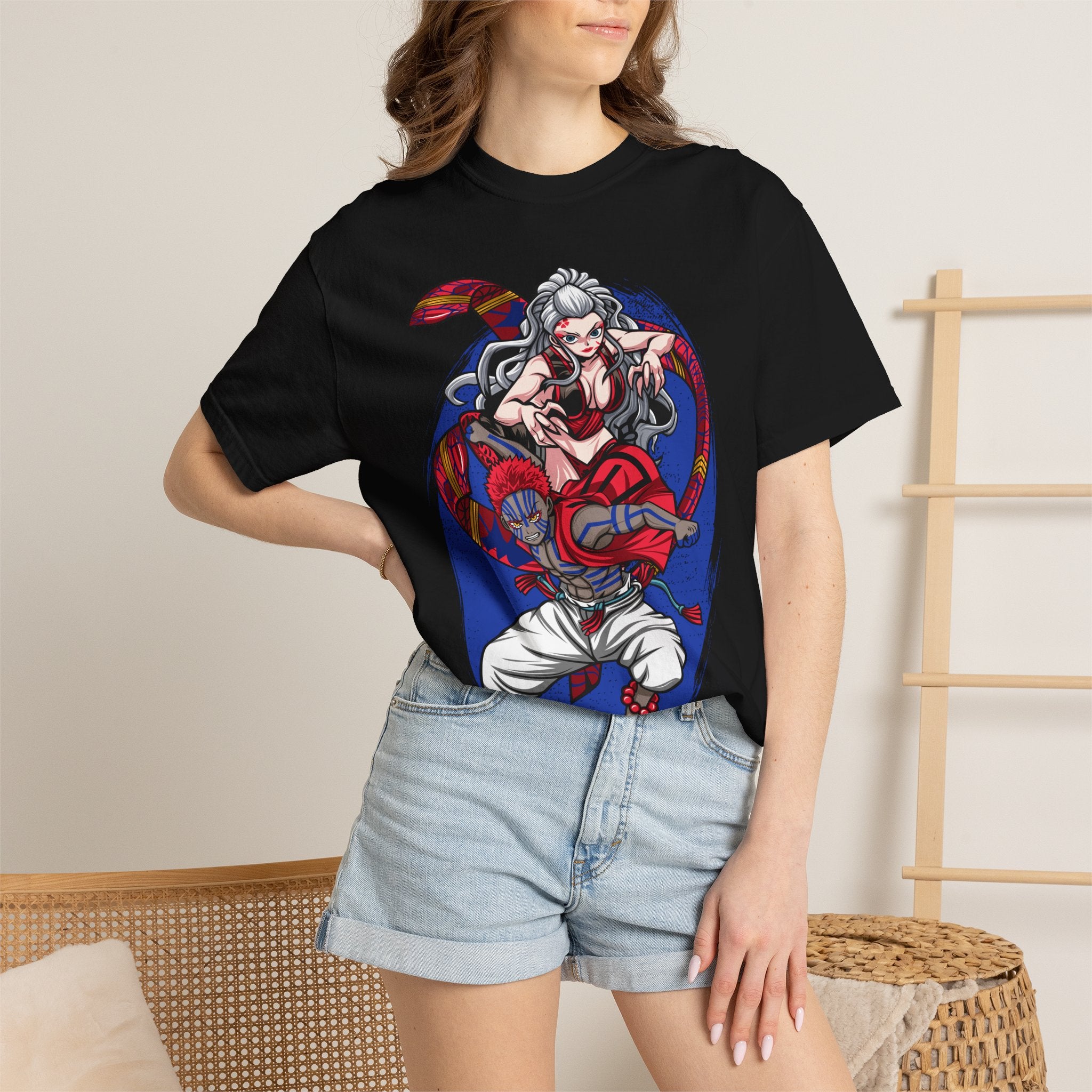 Anime Demon Fighter T-Shirt — Red Oni Warrior Graphic Tee
