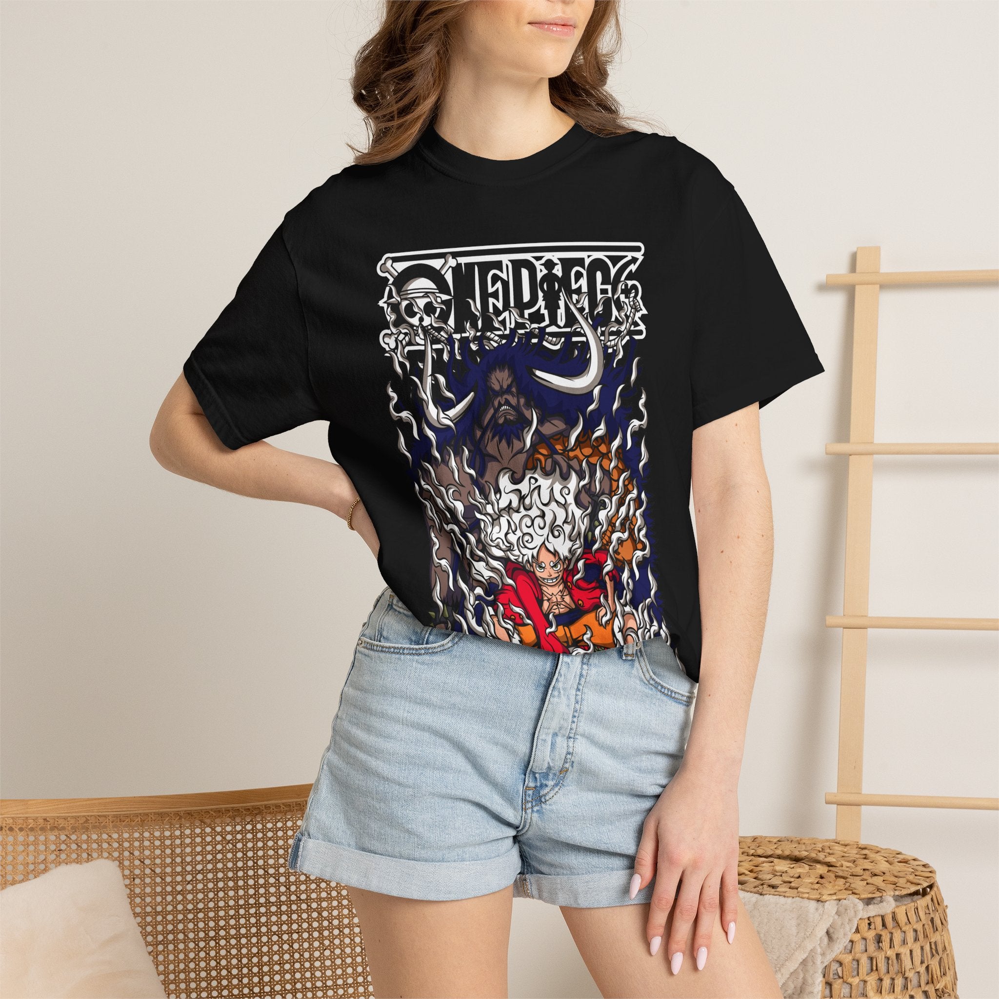 One Piece Anime Graphic T-Shirt — Luffy & Kaido Battle Illustration